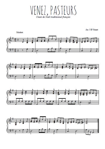 Téléchargez l'arrangement pour piano de la partition de Venez, pasteurs en PDF